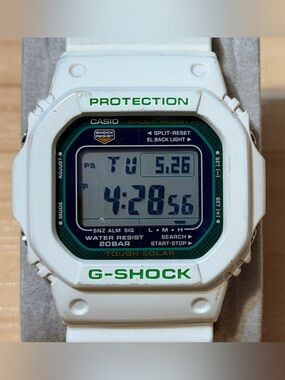 Casio G-Shock G-5600GR-7 White Green Tough Solar Square Digital Watch G5600 READ